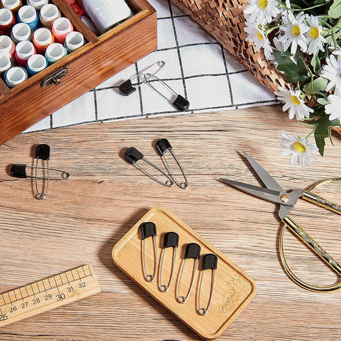 50 Pieces Diaper Pins Safety 2.2 Inch Plastic Head Cloth Diaper Nappy Pins with Locking Closures Stainless Steel with Velvet Bag(Black)...