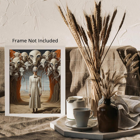 Posterizer 1 pcs-Alien Woman with Menacing Crowd of Alien Heads-Abstract & Modern Art-Fantasy & Fiction Art-Gift for Art Lovers-Decor for Home & O...
