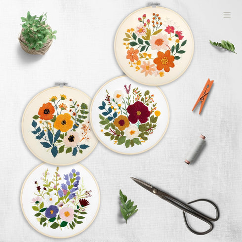 Bonroy 4 Sets Embroidery Kit for Beginners with Instructions,Cross Stitch Kits for Adults with Pattern,Needlepoint Kits for Adult Include Embroide...