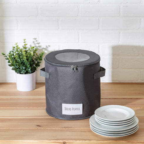 Honey-Can-Do 10-Inch Round Dinnerware Storage Box, Gray SFT-09236 Grey...