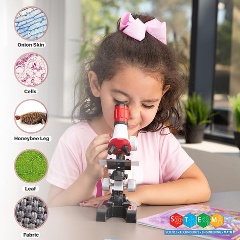AmScope-ETXWJ04 IQCREW 100X-1200X LED Kids Beginner Microscope Toy Set + Slides Preparation Kit...