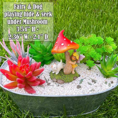 Mood Lab Fairy Garden - Miniature Figurines & Accessories - Hide and Seek Statue Kit - Outdoor or House Decor...
