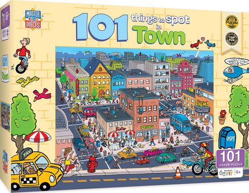 Masterpieces 100 Piece Family Jigsaw Puzzle for Kids - 101 Things to Spot in Town - 14"x19"...