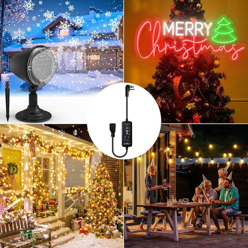 Outdoor Timer for Lights with Dusk to Dawn,3-Prong Outlets Power Switch Waterproof with Timer, 10A Heavy Duty Electrical Plug for Christmas String...