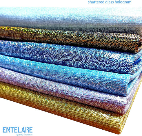 Shattered Glass Hologram Fabric by The Yard Width 58Inches Entelare (White/Silver 2yards)...