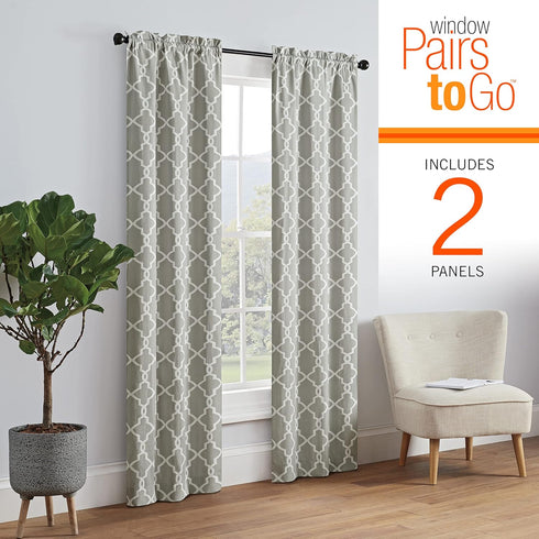 PAIRS TO GO Vickery Modern Decorative Rod Pocket Window Curtains for Bedroom or Living Room (Double Panel), 28" x 63", Gray...