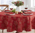 Newbridge Fancy Metallic Snowflake Christmas Fabric Tablecloth, 70 Inch Round, Red Gold, No-Iron Soil Resistant Sparkling Snowflakes Woven Holiday...