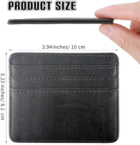 3.94" Slim Credit Card Holder Wallet Card Case in Pebble Leather, Rfid Blocking Card Case with 6 Slots and 1 Pocket, Minimalist Front Pocket Walle...