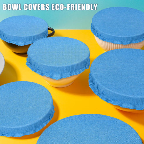 Patelai 10 Pieces Bowl Covers Reusable in 5 Size Stretch Cloth Fabric Bowl Covers Elastic Food Storage Covers Cotton Bread Bowl Covers Reusable Li...