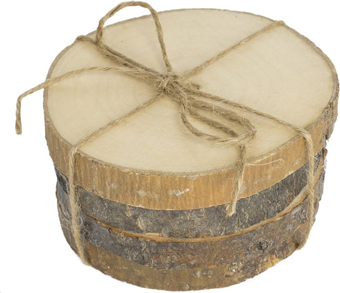 Natural Wood Coaster Set 4 pcs with Tree Bark Wooden Coasters Each Measures About 3.5 inches in Diameter...