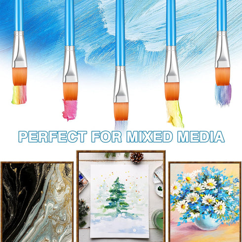 Zonon 10 Pcs 1 Inch Flat Head Paint Brushes Bulk Watercolor Acrylic Paint Brushes Synthetic Nylon Hair Paintbrush Artist Painting Brush for Detail...