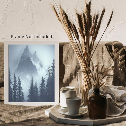Posterizer 1 pcs-beautiful nature scene with evergreen trees and mountains 7-Landscape & Nature Art-Gift for Art Lovers-Decor for Home & Office- u...