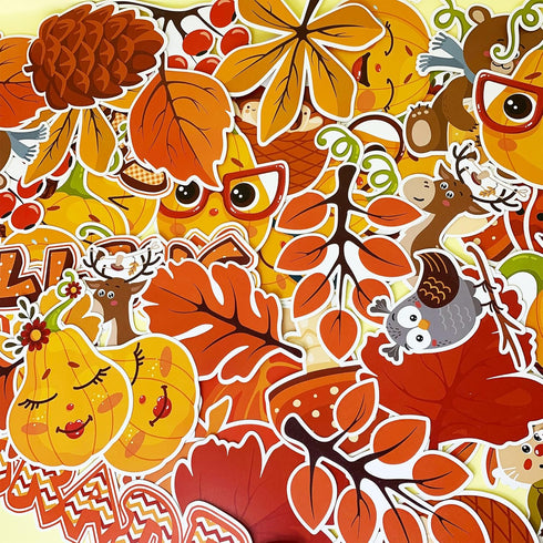 60pcs Fall Cutouts Bulletin Board Decorations Thanksgiving Classroom Decorations Set 32 Designs Thanksgiving Bulletin Board Decor with 100pcs Glue...