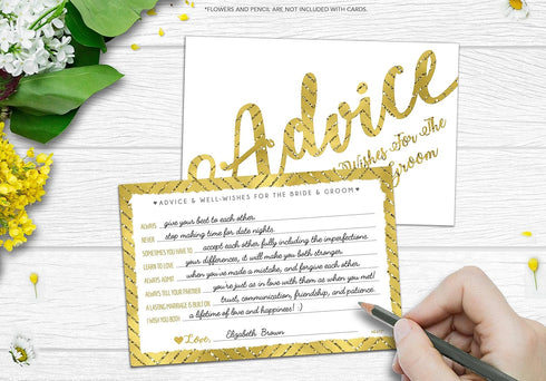 50 Wedding Advice Cards & Well Wishes for the Bride and Groom - Bridal Shower Games, Wedding Games, Wedding Decorations, Wedding Guest Book Altern...