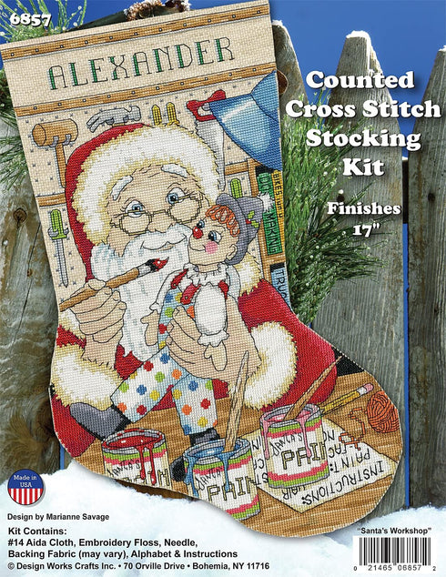 Design Works Crafts Painting Santa Counted Cross Stitch Stocking Kit...