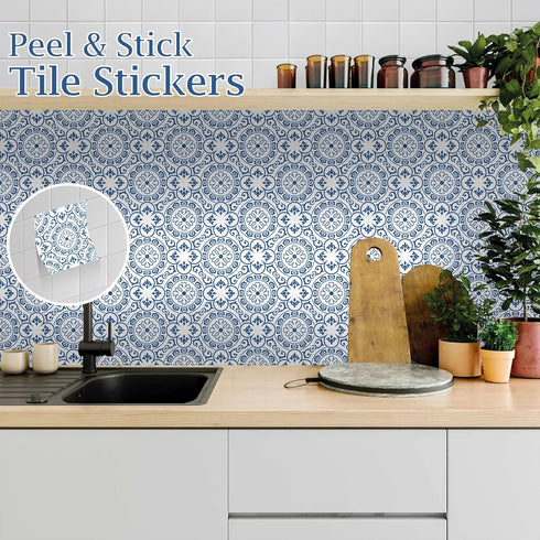 Peel & Stick Tile Stickers 12 PCS Self Adhesive Backsplash Decorative Wall Stickers for Kitchen Bathroom Tile Decals Waterproof & Removable 6" x 6...