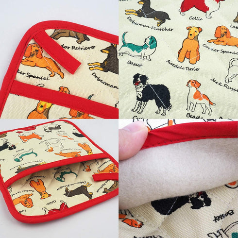 Pot Holders Set of 2 Heat Resistant 480? Kitchen 100% Cotton Comfortable Lining Printing Dog Flower Women Men Home Cooking Baking Microwave BBQ Gi...