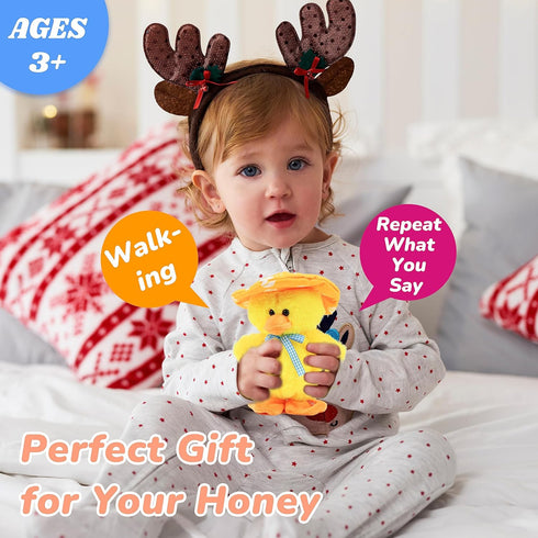 Hopearl Talking Singing Duck Toy Repeats What You Say Walking Duckling Electric Interactive Animated Toy Speaking Plush Buddy Gifts for Toddlers, ...