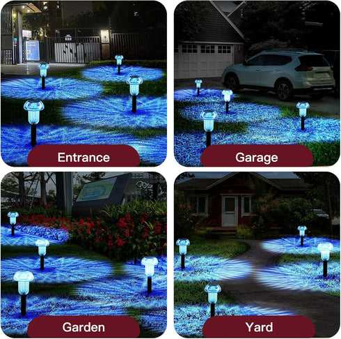 Solar Pathway Lights, 4 Pack Blue LED Mushroom Solar Powered Outdoor Lights, Landscape Lighting Garden Stake Lights, Solar Landscape Lights Outdoo...