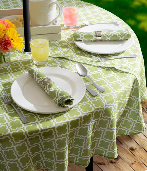 DII Green Lattice Outdoor Tabletop, Collection Stain Resistant & Waterproof, 60" Round w/Zipper, Green...