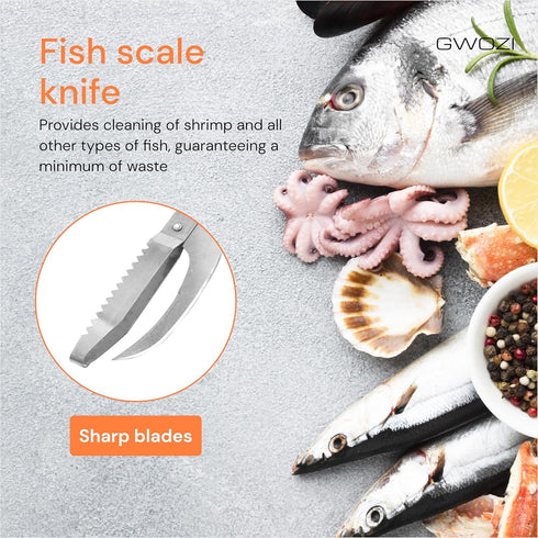 Fish Scale Knife 3-in-1 - Multifunction Fish Scaler Remover for Cut/Scrape/Dig - Fish Maw Knife Stainless Steel - Fish Descaler Tool for Open Bell...