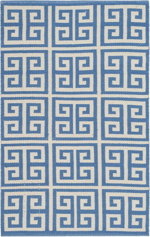 SAFAVIEH Montauk Collection Accent Rug - 2'6" x 4', Blue & Ivory, Handmade Greek Key Cotton, Ideal for High Traffic Areas in Entryway, Living Room...