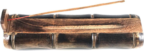 Bamboo Incense Holder Handmade Stick Incense Burner Craft Storage Box Wood Ash Catcher Sticks Incense Holder Brown Meditation Incense Holders Burn...