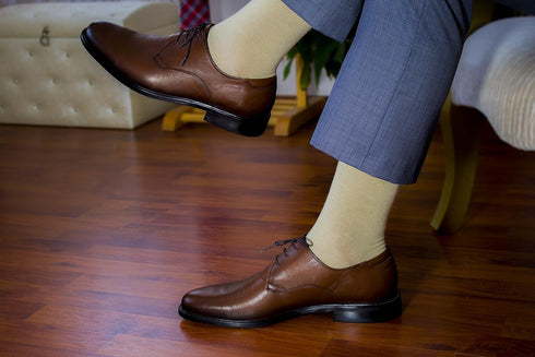 Hugh Ugoli Men's Bamboo Dress Socks for Business & Trouser, Thin & Seamless Crew Socks, 4 Pairs with Gift Box, Shoe Size 8-12...