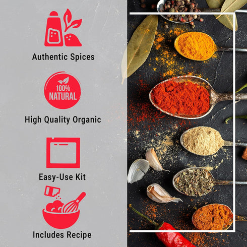 TIKKA MASALA, BUTTER CHICKEN, TANDOORI CHICKEN, BEEF VINDALOO INDIAN FOOD SPICES Beginner Seasoning Set by Flavor Temptations. Gluten free, Salt f...