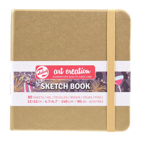 Tarrence Art Creation Sketchbook, Drawing Notebook, 4.7 x 4.7 inches (12 x 12 cm), White Gold, Thickness 4.9 oz/yd², Fine, Acid-Free Paper, 80-She...