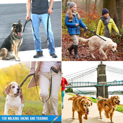 Heavy Duty Dog Leash - 2 Handles by Padded Traffic Handle for Extra Control, 6foot Long - Perfect for Medium to Large Dogs (6 ft, Black Green)...
