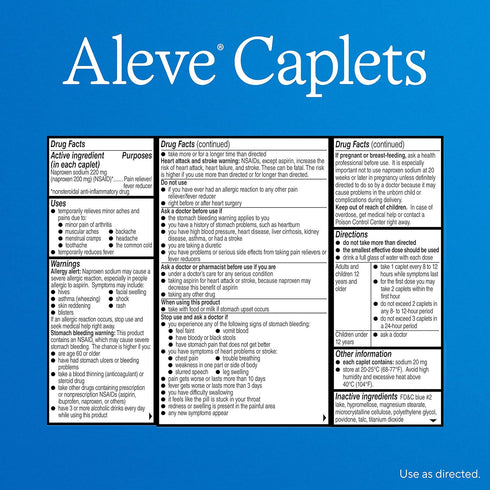 Aleve Pain Reliever & Fever Reducer Naproxen Sodium Caplets, Body Pain Relief, Arthritis Pain Relief, Pain Medicine for Adults and Children Ages 1...