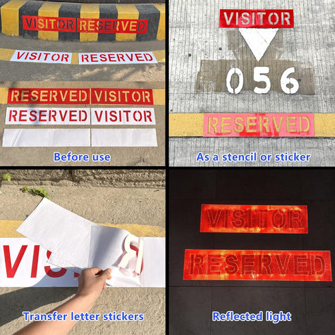 2 Pieces Visitor Parking Stencils with Self-Adhesive,4 Inch Visitor Pavement Marking Letter Sticker Stencil,6" x 22" Visitor Sign Spray Painting S...