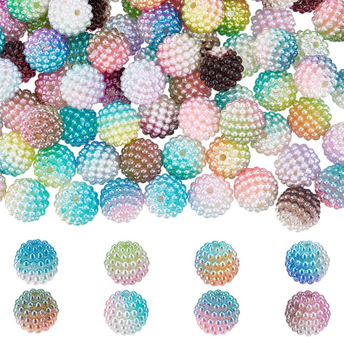 SUNNYCLUE 160Pcs Bubblegum Beads 12mm Berry Beads Acrylic Crystal Imitation Pearl Beaded Gradient Rondelle Spacer Large Loose Bead for Jewelry Mak...
