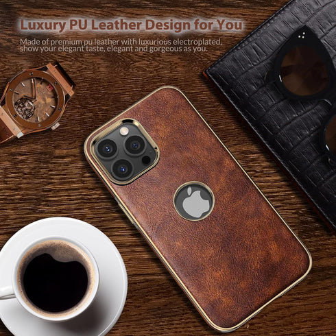 LOHASIC for iPhone 13 Pro Max Case, Vintage Leather Thin Slim Luxury PU Soft Flexible Bumper Non-Slip Grip Anti-Scratch Protective Cover Phone Cas...