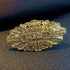 Old European Vintage Gold Tone Oval Shaped Art Nouveau Crystal Brooch Pin Wedding Party Bouquet Accessory...