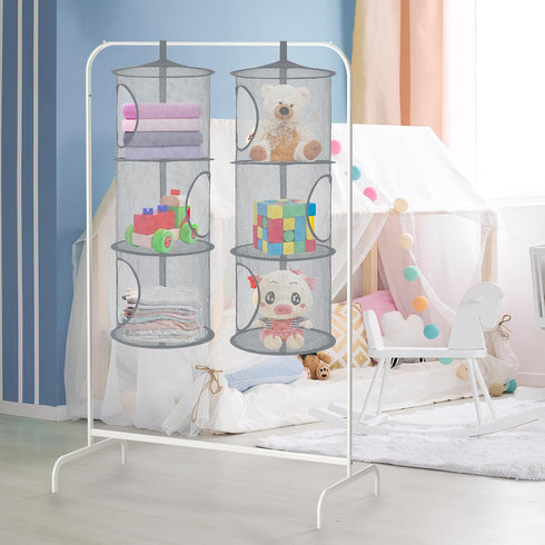 Libeder Mesh Hanging Storage Space Saver Bags Organizer,Foldable Storage Organizer 3/4/5 Compartments Toy Storage Basket for Kids Room Bathroom 2 ...