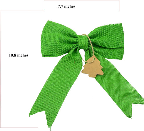 Aokbean Set of 2 Wedding Decor Bows Christmas Tree Topper Bow Rustic Decor Burlap (Christmas Green)...