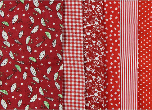 UOOOM 6pcs 50 x 50cm Patchwork Cotton Fabric DIY Handmade Sewing Quilting Fabric Different Designs (Tone-Red)...