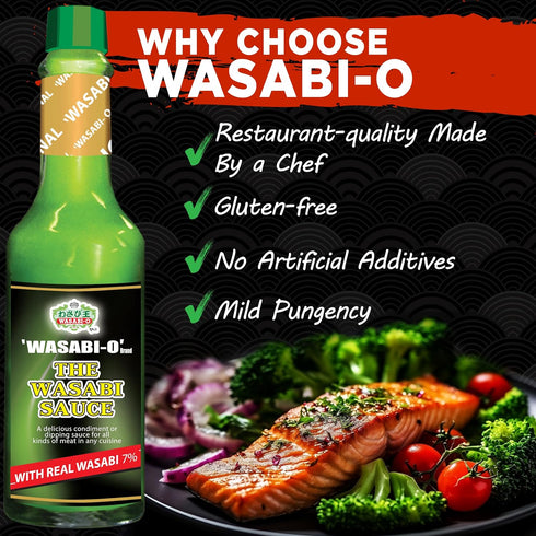 Wasabi-O Hot & Spicy Wasabi Sauce - Real Japanese Sauce - Vegan, Gluten-Free & Organic Wasabi - Mild Heat for Sushi, Seafood, Steak, Dipping - 1 X...