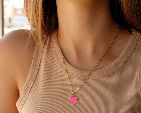 Tewiky Cute Heart Necklace Tiny 14k Gold Heart Pendant Choker Necklaces Small Gold Love Open Heart Chain Necklace for Women Dainty Gold Necklace G...