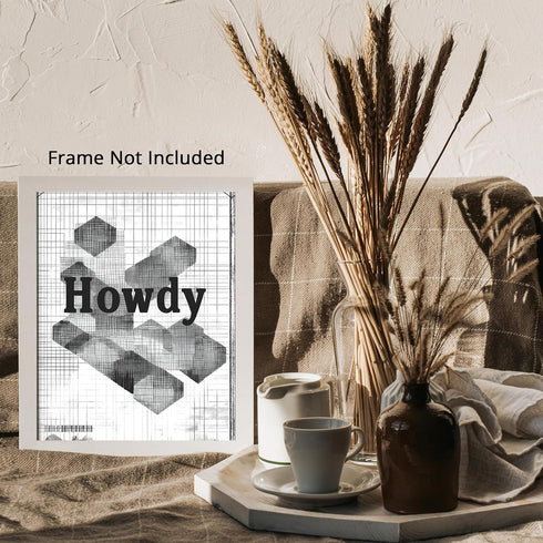 Posterizer 1 pcs-Howdy-fun retro greetings poster-mosaic pattern 2-Western Art-Typography Art-Decor for Game Room or Man Cave- unframed wall art...