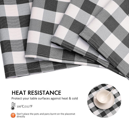 Nobildonna 18"x13" Plaid Checkered Placemats,Black & White Checker, Quality Thin and Durable Placemats for Dining Table Set of 4 (Black & White)...