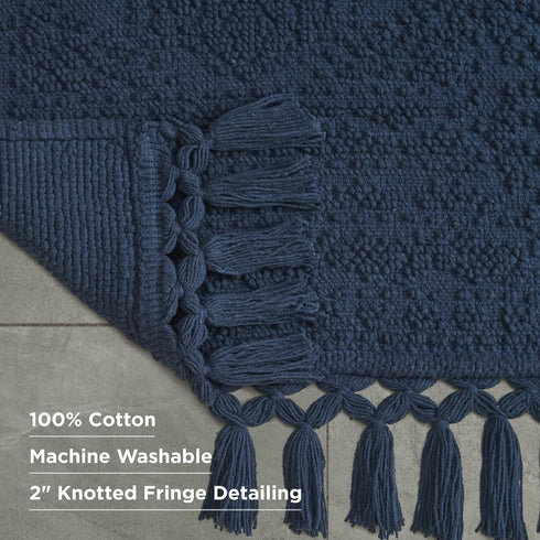 French Connection Nellore Bathroom Rugs, Woven and Beaded Bathroom Mats, Durable Bath Rugs, Thick Bath Mats for Bathroom and Shower Rugs, 17" x 28...