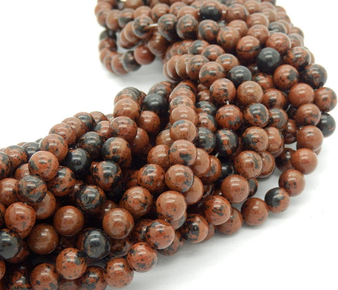 semiprecious Stone Beads for Jewelry Making, Sold per Bag 5 Strands Inside, Mohogany Obsidian 8mm...