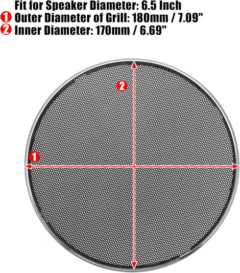 X AUTOHAUX 2pcs 6.5 Inch Car Metal Audio Speaker Grill Cover Mesh Woofer Horn Guard Decorative Circle Grille Protector Silver Tone...