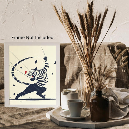 Posterizer 1 pcs-minimal asian art-fighting tiger-abstract art 1-Collectibles & Fine Art-Art for Animal Lovers-Living Room Bedroom Decor- unframed...