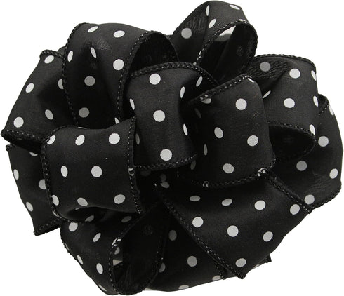 Berwick Offray DWI White Dots Wired Edge Ribbon-1-1/2 Wide X 50 Yards-Black Ribbon...