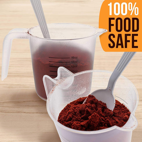 U.S. Kitchen Supply Plastic Measuring Cups with Handles - 16 oz (500 ml) Liquid Measuring Cup Set of 6 - Clear Microwave Safe Kitchen Cups - Measu...