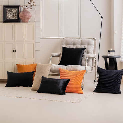 Home Brilliant Rectangle Throw Pillow Cover Faux Fur Suede Accent Decorative Fall Decorations Throw Pillows Oblong Cushion Cover for Bed, 12x20 In...
